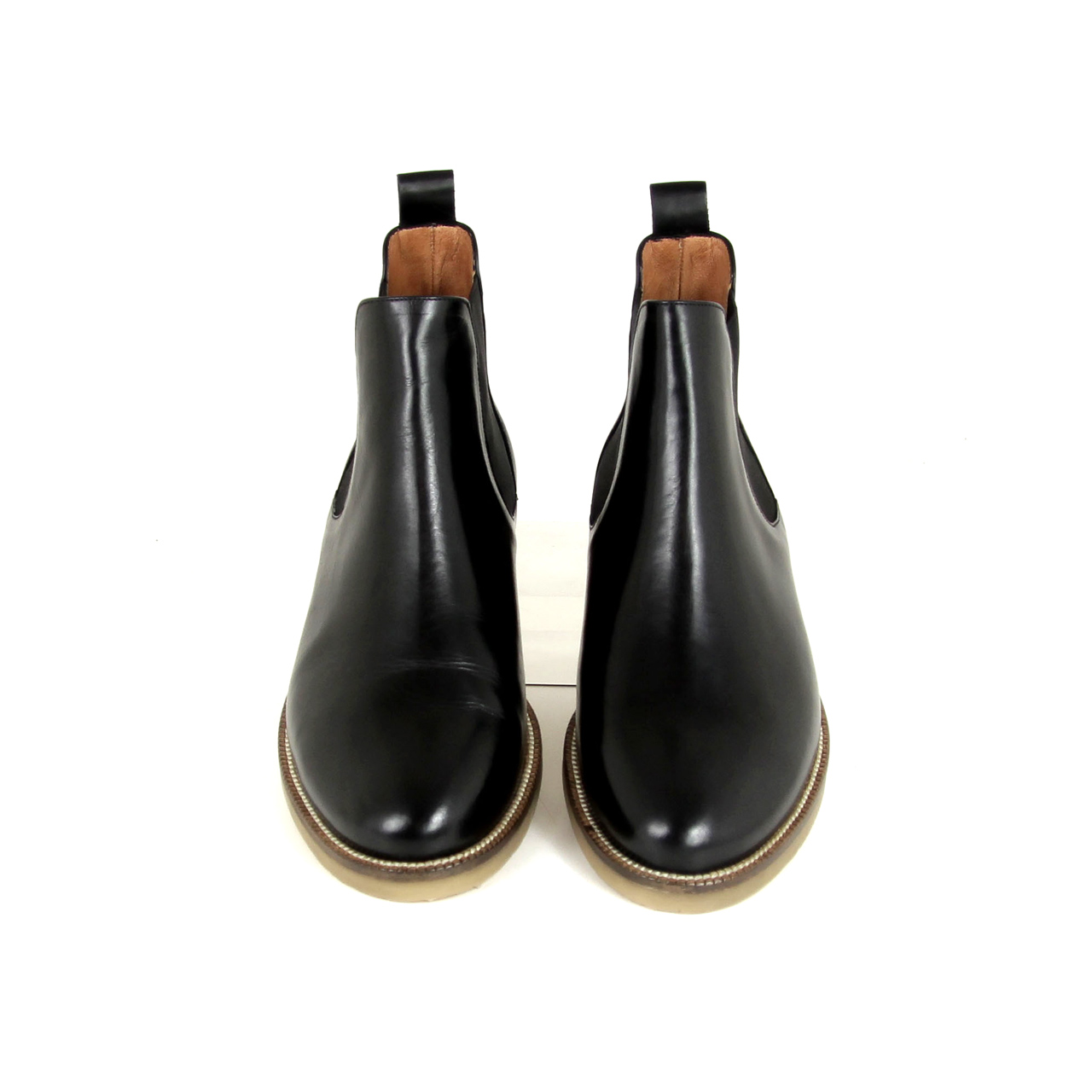 SESSUN Jim Lane Chelsea Boots, Black, Black, Boots, Leather, 61001012, NEW