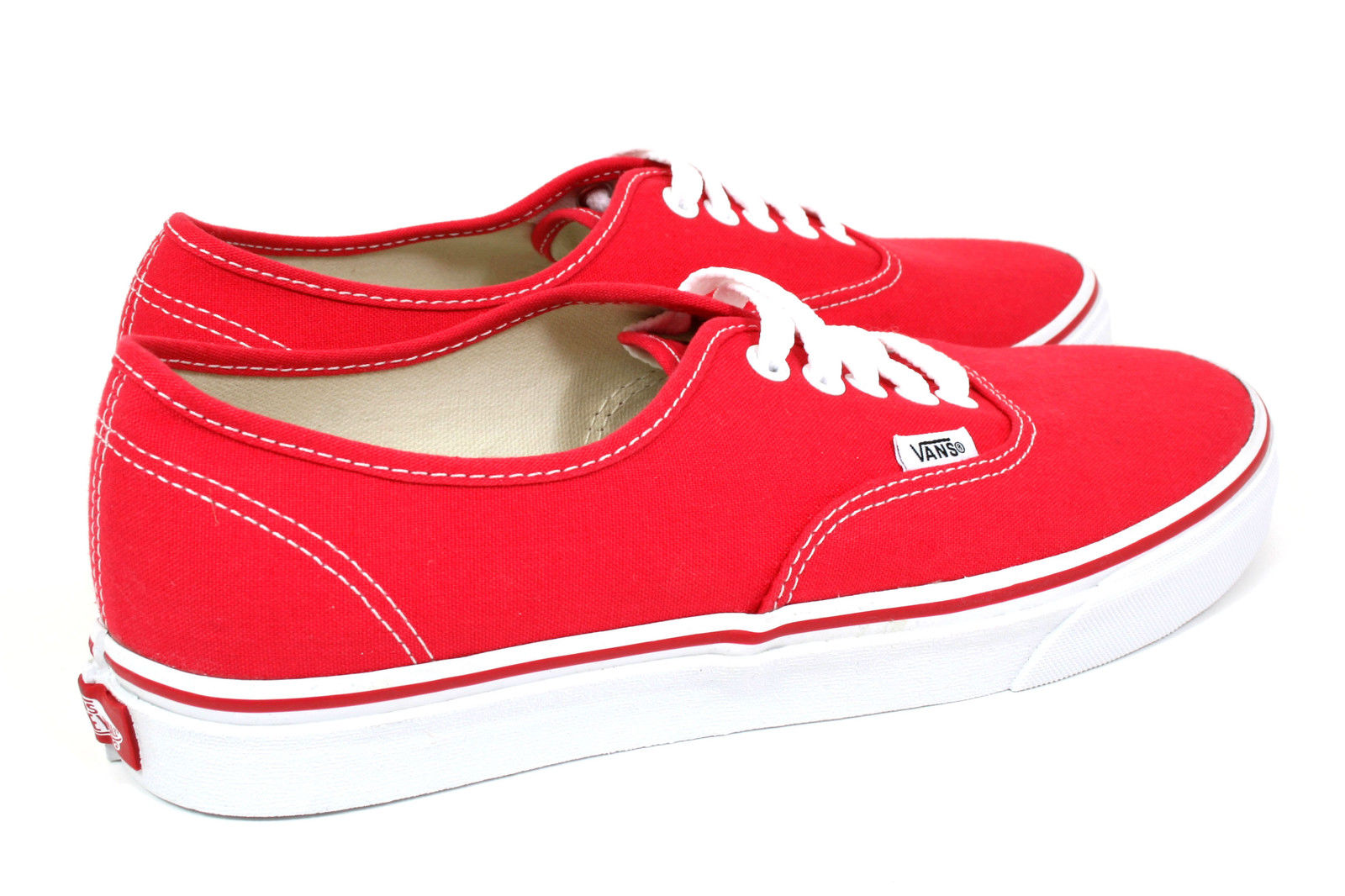 Vans Authentic Skate Shoes, Red, Red, Canvas, Trainers, NEW