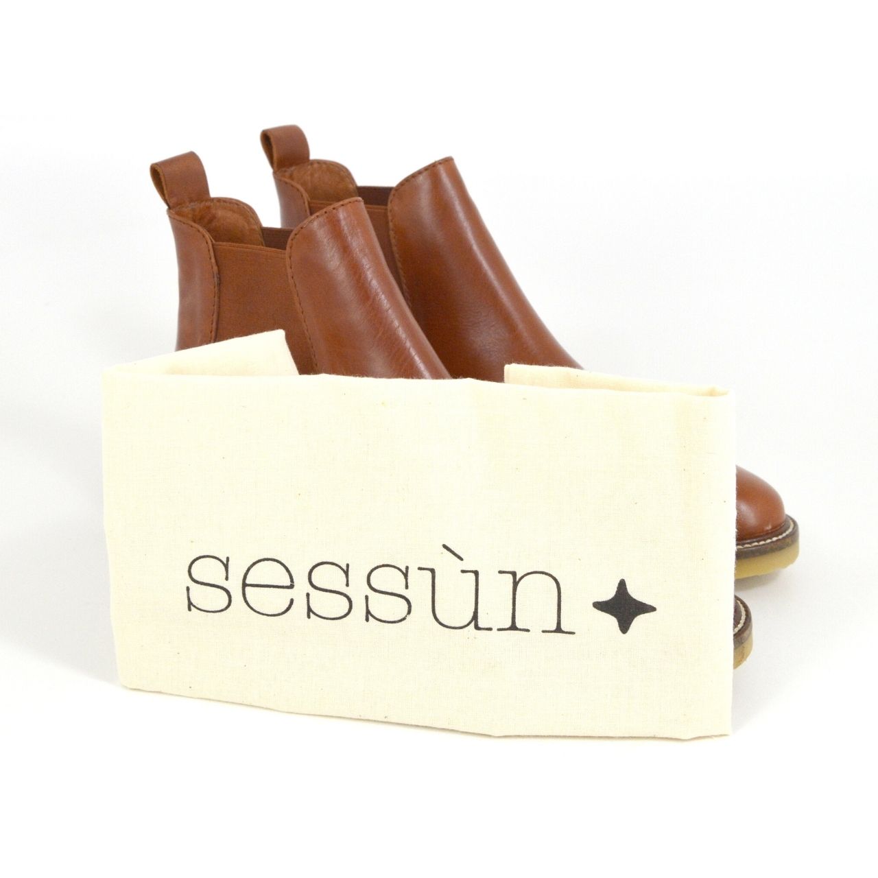 SESSUN Jim Lane Chelsea Boots, Terra, Fox, Brown, Boots, Leather, NEW