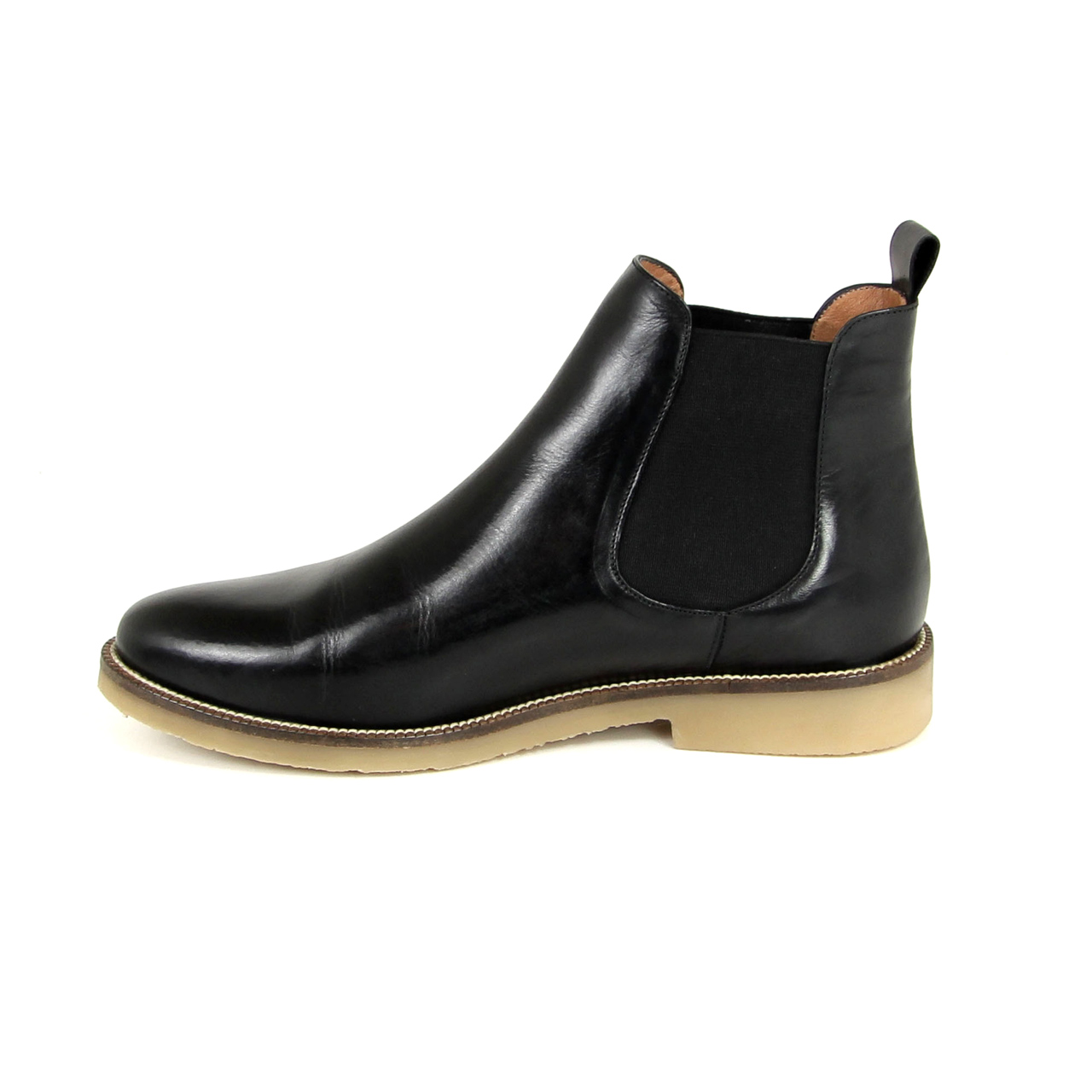 SESSUN Jim Lane Chelsea Boots, Black, Black, Boots, Leather, 61001012, NEW