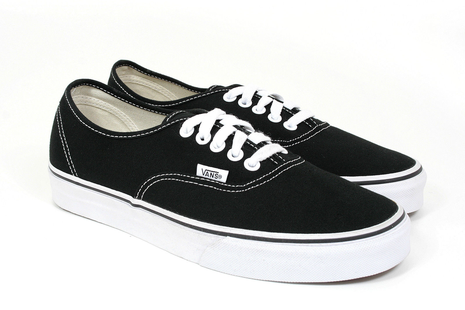 Vans Authentic Skate Shoes, Black/White, Canvas, Trainers, Unisex, New