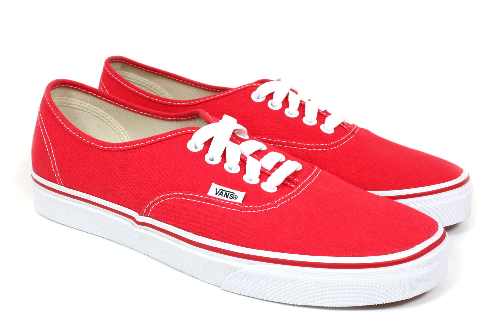 Vans Authentic Skate Shoes, Red, Red, Canvas, Trainers, NEW